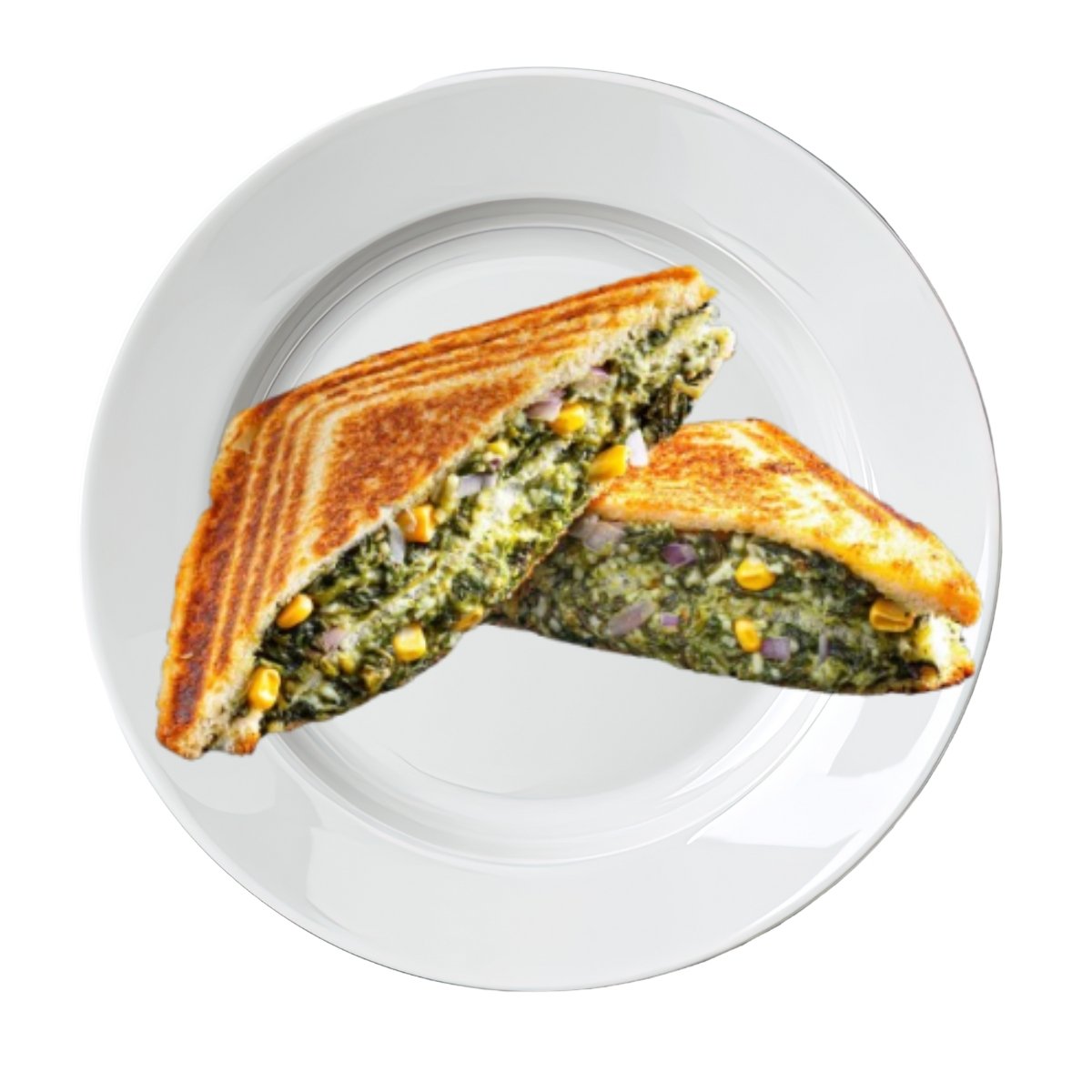 Healthy and flavourful spinach corn sandwich served at The Nomad Nash Café in Hennur, Bangalore, made with creamy corn, fresh spinach, and perfectly toasted bread. A wholesome vegetarian café choice for those looking for light and nutritious food in North Bangalore.